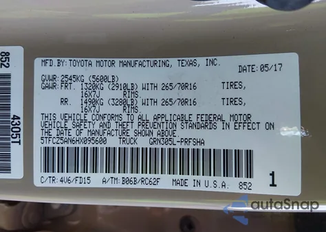 2017 Toyota Tacoma Trd Off Road from USA, damaged, VIN 5TFCZ5AN6HX095600